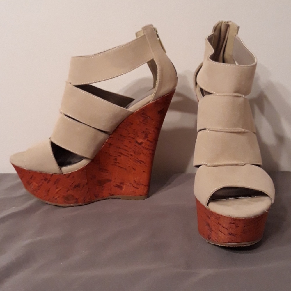 Taupe Sky High Platform WedgeHeels - Worn Once